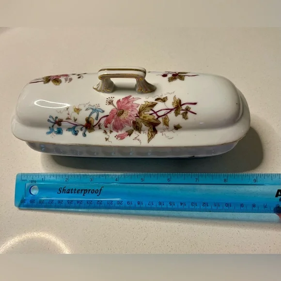 Antique Floral Lidded Pen Tray, Numbered- excellent condition. - Picture 9 of 10